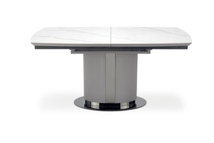 DANCAN stół rozkładany, biały marmur / popielaty / jasny popielaty / czarny