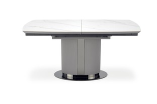 DANCAN extension table, white marble / grey / l. grey / black