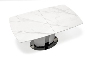 DANCAN extension table, white marble / grey / l. grey / black