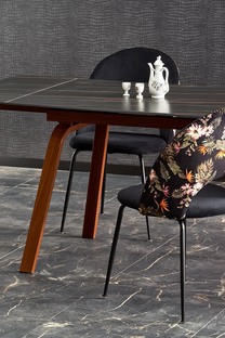 LOZANO extension table, black marble / walnut