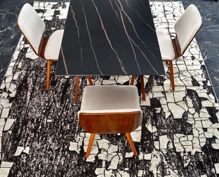 LOZANO extension table, black marble / walnut