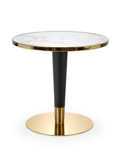 MORATA round table, white marble / black / gold