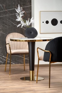 MORATA round table, white marble / black / gold
