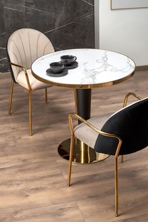 MORATA round table, white marble / black / gold