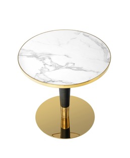 MORATA round table, white marble / black / gold