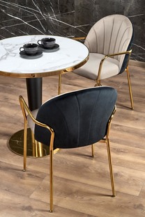 MORATA round table, white marble / black / gold
