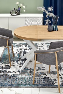 PERONI extension table, gold oak / white