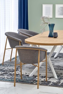 PERONI extension table, gold oak / white