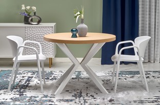 PERONI extension table, gold oak / white