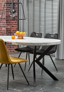 PERONI extension table, white marble / black
