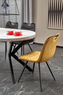 PERONI extension table, white marble / black