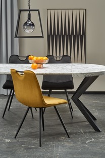 PERONI extension table, white marble / black