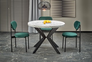PERONI extension table, white marble / black