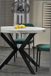 PERONI extension table, white marble / black