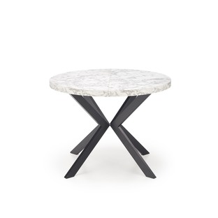 PERONI extension table, white marble / black
