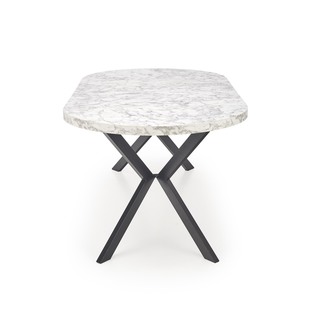 PERONI extension table, white marble / black