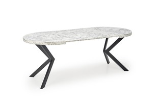 PERONI extension table, white marble / black