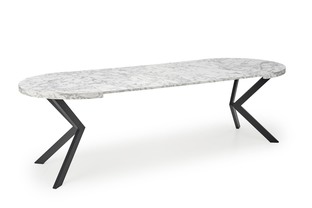 PERONI extension table, white marble / black