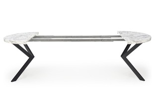 PERONI extension table, white marble / black