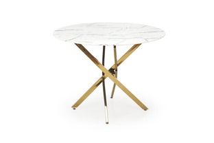 RAYMOND 2 table, white marble / gold