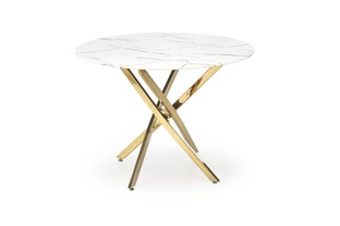 RAYMOND 2 table, white marble / gold