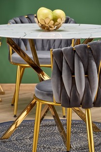 RAYMOND 2 table, white marble / gold