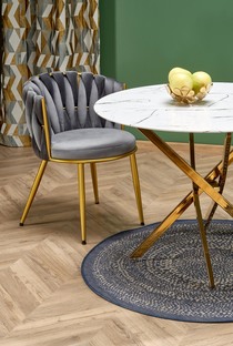 RAYMOND 2 table, white marble / gold