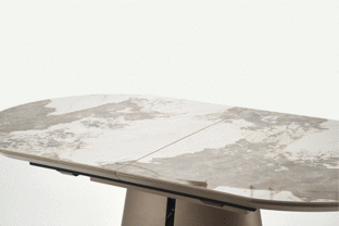 ROBINSON stół rozkładany, beżowy marmur / cappuccino / czarny