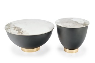 CECILIA_S coffee table, marble / grey / gold