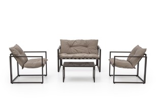 SHARK garden set (sofa + 2 chairs + coffee tables), black / cappuccino