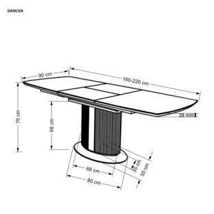 DANCAN extension table, white marble / grey / l. grey / black