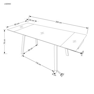 LOZANO extension table, black marble / walnut
