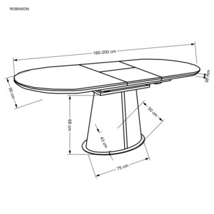 ROBINSON stół rozkładany, beżowy marmur / cappuccino / czarny