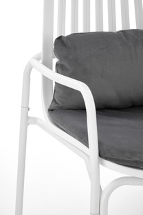 MELBY fotel wypoczynkowy, stelaż - biały, tapicerka - popielaty