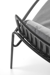 MELBY fotel wypoczynkowy, stelaż -czarny, tapicerka - popielaty