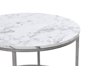 PAOLA 2 set of two coffee tables, marble / silver