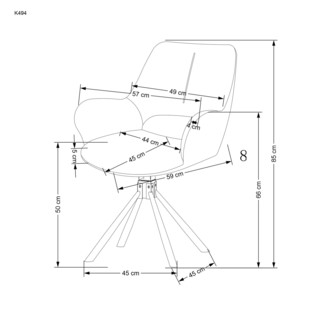 K494 chair, grey / black