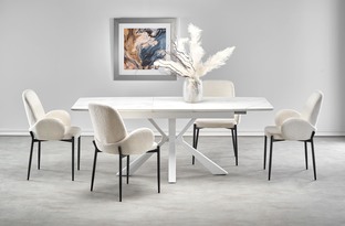 VIVALDI extension table white marble, leg white