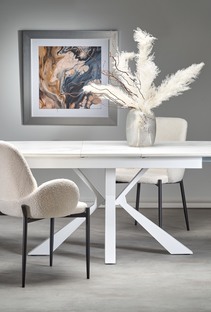 VIVALDI extension table white marble, leg white