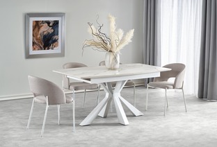 VIVALDI extension table white marble, leg white