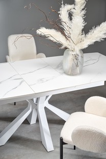 VIVALDI extension table white marble, leg white