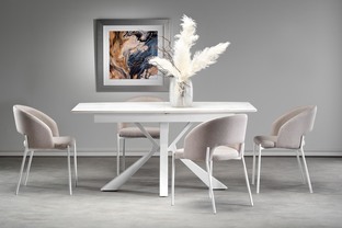 VIVALDI extension table white marble, leg white