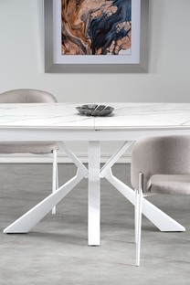 VIVALDI extension table white marble, leg white