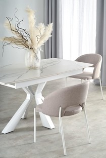 VIVALDI extension table white marble, leg white