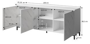MARMO komoda KOM200/3D czarny