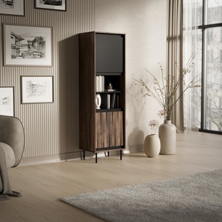 SWING W-1 witryna orzechowy/czarny, nogi: czarny (1p=1szt)