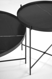 JULIETA set of 2 c. tables, black marble / black