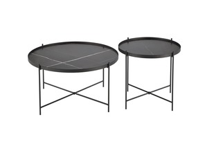 JULIETA set of 2 c. tables, black marble / black