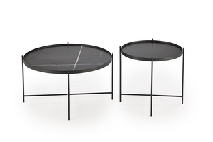 JULIETA set of 2 c. tables, black marble / black