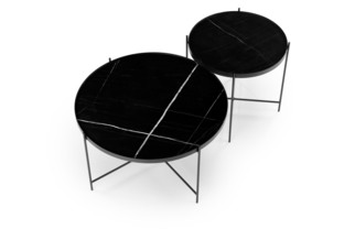 JULIETA set of 2 c. tables, black marble / black